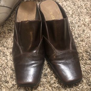 Aerosoles brown leather mules